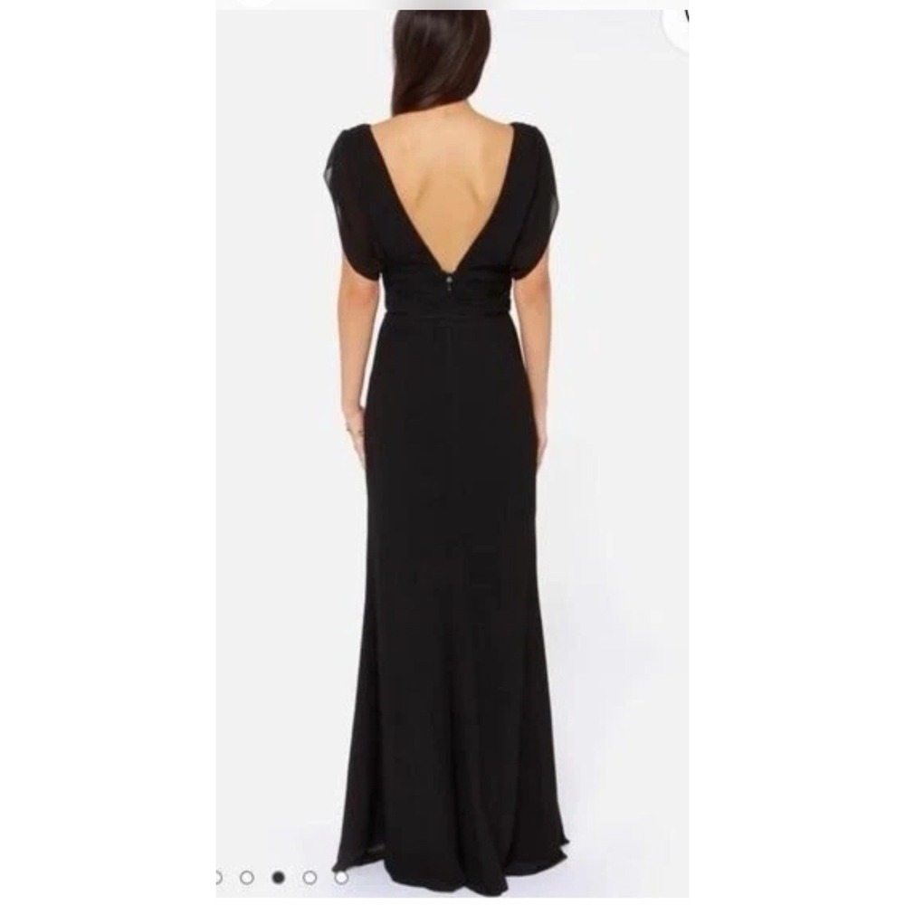 Bariano‎ Australia Black Corinne V-Neck Drape Sleeve Full Length Gown Size XL - Picture 3 of 16